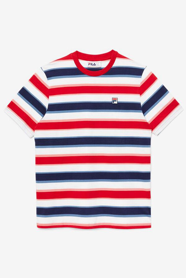 Camisetas Fila Hombre Rojas - Pietersite Striped - España 903816XUG